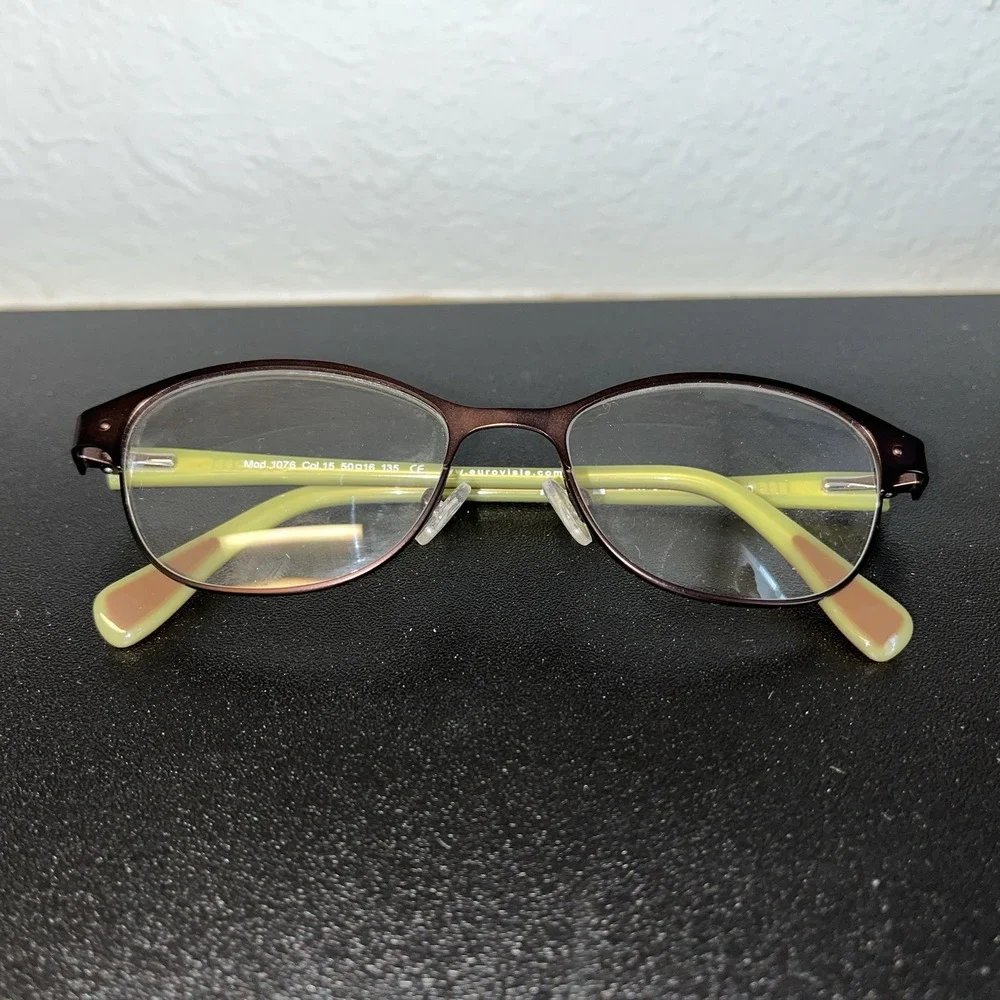 YOU'S 1076 Eyeglasses Frames 50/16/135 Full Rim Semi Cat Eye Purple With Green